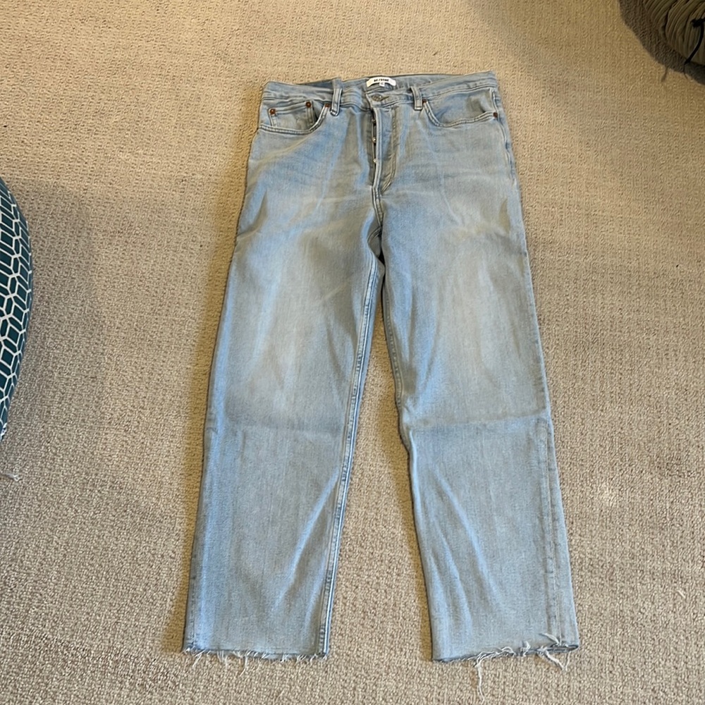 Re/Done Light Blue Cropped Ankle Jeans